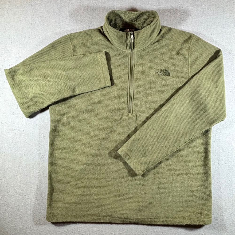 The North Face Mens XL TKA 100 Glacier Quarter Zip Fleece Pullover Olive Green